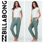 BNWT BILLABONG LADIES MISSION DROP CROTCH ELASTIC WAIST PANTS SIZE 8 (26") MOSS
