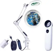 Magnifying Glass with Light and Stand LED Desk Lamp 3 Color 5X White