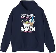 [X.Style] Just a Girl who Loves Ramen and Boba Bubble Tea Tea Japanese ds029 Hoodie Navy S