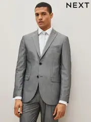 Light Grey Regular Fit Two Button Suit Jacket (139892) | $66