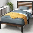 King Single Bed Frame Bamboo Metal Base Wood Easy Install