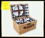 4 Person Picnic Basket Set 25 Pcs Rattan Wicker Basket Outdoor Cutlery Set NEW