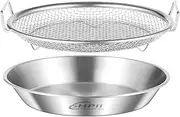 Stainless Steel Gridded Tray Set with Drip Tray, Kitchen Colander, Vegetable and Fruit Strainer, Food Strainer, Fruit Serving Tray, Pasta Drainer (9.45 inch)
