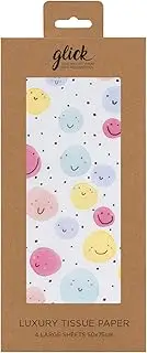 Glick 4 Sheets of Giggle Piggle Tissue Paper. Each Sheet Measures 75 x 50cms When Opened and is Suitable for Birthdays & Other Celebrations