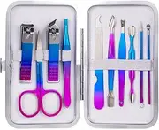 KLVN 4-16PCS Professional Manicure Pedicure Set for Nail Tips Cutter Stainless Steel Nail Clipper Eagle Hook Tools Kit for Nail Art(10pcs)