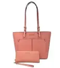 MICHAEL KORS JET SET MD POCKET TOTE SHOULDER BAG + CONTINENTAL WALLET PRIMROSE