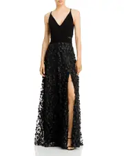 Aqua Floral Applique Gown - Exclusive
