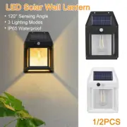 Solar Wall Lantern Waterproof Outdoor Motion Sensor Light Yard Lighting 3 Modes