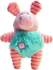 DAFORERAL Corduroy Plush Dog Toy with Cartoon Animal Design, Chew-Resistant Pet Toys for Small and Large Dogs, Soft Stuffed Interactive Toy for Boredom Relief (Pink)