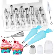 32 Pieces Cake Decorating Supplies, Gyvazla Cake Decorating Tip Set with 20 S...