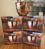 Mikasa Solid Copper Jefferson Cup 9 oz. Hammered Metal - 4 Cups NEW in box