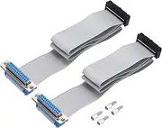 uxcell 2Pcs 26Pin Flat Ribbon Cable Gray DB25 Female to FC-26P 2.54mm Pitch 50cm Length DB Serial Port Cable for Computer, LED Display, DVD with 4 Screws