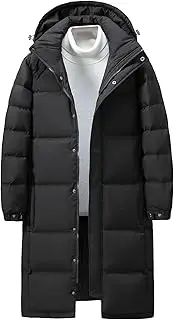 [Maiyifu-GJ] Men's Long Winter Down Coat Lightweight Windproof Warm Puffer Jacket Thicken Hooded Quilted Padded Coats Outerwear