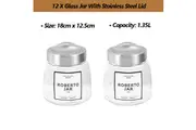 12 X 1.35L Glass Apothecary Candy Jar with Lid Kitchen Food Storage Candy Jar
