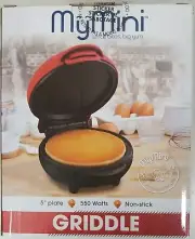 Nostalgia My Mini 5" Griddle 550 Watts -Red- Nonstick Surface Factory Sealed