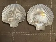 Set of 2~Vtg Iridescent Sea Shell Glass Plates