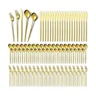 200 Pieces Gold Silverware Set Stainless Steel Flatware Set Cutlery Set with ...