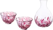 ADERIA FS71577 Tsugaru Vidro Sakura Blizzard Sake Set Tokkki, Ochoko, Made in Japan, Comes in a Cosmetic Box, Cold Sake, Glass, Stylish, Cooling, Container, Gift, Women's, Mother's Day, Father's Day,