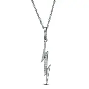 Natural Diamond Accent Laser-Cut Lightning Bolt Pendant in 10K White Gold