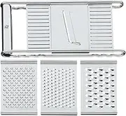 WMF Gourmet Vegetable Grater 12 x 18 cm, Kitchen Grater Stainless Steel with 4 Attachments for Slicing, Multi Grater, Rasp, Grater and Cutting, Potato Grater, Cucumber Slicer