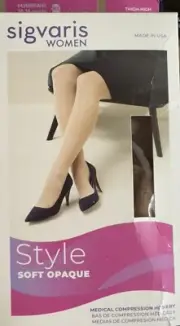 SIGVARIS Sheer Thigh High Stockings Pecan Compression SZ MS 20-30 mmHg