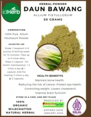 50-500gr POWDER DAUN BAWANG Allium Fistullosum ORGANIC NATURAL HERBAL