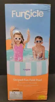 Funsicle Striped Fold Pool Kids 4ft x 12in Beginner Kiddie Swimming Pool - New