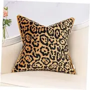 Black and Gold Square Pillow Cover Cut Velvet Leopard Print Cushion Cover
