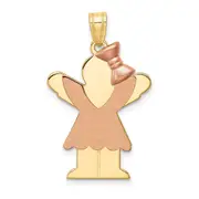 14k Two-tone Gold Two-tone Gold Large Girl with Bow on Right Engravable Charm