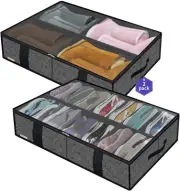 2 Pack under Bed Shoes Storage Bag Organizer (14+4 Pairs), Collapsible Shoe Boot