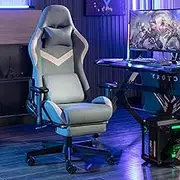 Pc Gaming Chair with Footrest and Recline High Back Ergonomic Gaming Chair Computer Office Chair Ergonomic Height Adjustable Swivel Racing Chair with Lumbar Support and Headrest,One Size,Blue