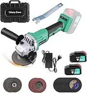 Angle Grinder, 9500RPM Brushless 3-Variable-Speed Electric Metal Grinder with 2x 4.0Ah Battery, Cutting Wheels，Grinding，Flap Disc and Auxiliary Handle for Cutting, Grinding, Polishing and Rust Removal