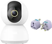 360° Smart Home Security Camera PTZ 2K Webcam 1296P 3 Megapixel AI Human Detection Night Vision Webcam Work(Add UK Adapter)