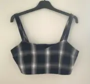 NEW Primark Ladies UK 14 Check Zip Back Crop Top