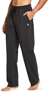 [baleaf] Men's Sweatpants Casual Lounge Cotton Pajama Yoga Pants Open Bottom Straight Leg Male Sweat Pants with Pockets