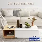 Modern 2 Drawers Coffee Table Storage Shelf Console Storage Table Oak White