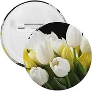 [YTLKGFP] Buttons Badge 5 Pcs Different Flowers Printed Button Pins Decorations Tinplate Round Badge for Clothes Bags Hats Jeans And More, 2.3 inch, plastic tinplate, no gemstone