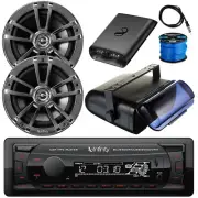 Infinity Receiver, 2x 6.5" 225W Chrome Speakers, Wire, Amp, Antenna, Black Cover