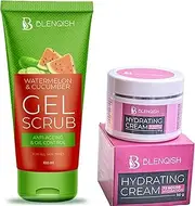 Watermelon & Cucumber Scrub for Face & Blenqish Hydrating Cream 72h Hydration | Oil Control Anti-Aging | All skin types | Gentle Cleansing | Skin Hydration | Wrinkles |