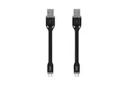 2x 3sixT Clip & Sync 10cm USB-A to USB-C Cable Connector For Smartphones Black