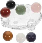 Decorative Seven Crystal Ball Array for Home Office Unique Natural Crystal Sphere Ornament Stylish Desktop Decoration Housewarming Present Compact and Lightweight Design