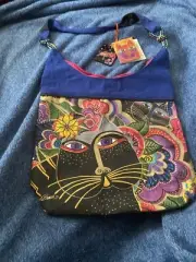 Laurel Burch Carlotta's Cats Shoulder Bag Purse Tote Colorful Cotton Canvas NWT