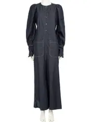 Blue Denim Wide Leg Jumpsuit
