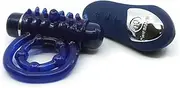 NU Sensuelle Remote Control 15-Function Bullet Rechargeable Penis Ring - Blue
