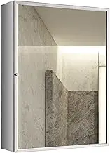 Stainless Steel Bathroom Medicine Cabinet, Bathroom Cabinet, Combination with Mirror, Wall Mounted Toilet Locker, Vanity Mirror with Storage Cabinet (Color: Silver, Size: 50x7)