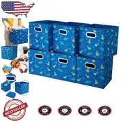 Whimsical Blue Dinosaur Print Storage Bins - 6 Piece Set for Clutter-Free Spaces