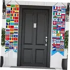 2 Pcs International World Flags Decorations World Bunting Porch Sign Banner