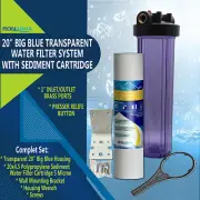 20" Transparent Big Blue Water Filter Purifier System with Sediment Cartridge