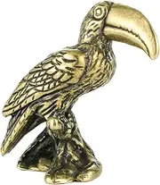 Zerodeko Antique Brass Parrot Figurine Vintage Bird Sculpture for Home Decor Whimsical Desk Ornament Unique Desktop Decoration Charming Brass Animal Figurines