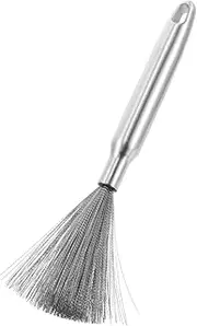 FOMIYES Heavy Duty Scrubber for Dishes Kitchen Dish Scrubber Brush Long Handle Stainless Steel Wok Brush
